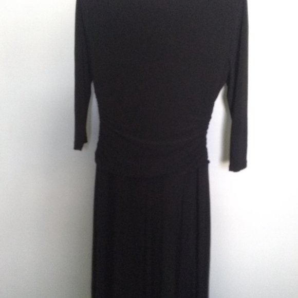 Nine West Knit Black 3/4 Sleeve Ruched Waist Knee-Length V-Neck Size 10 Dress - Picture 6 of 6